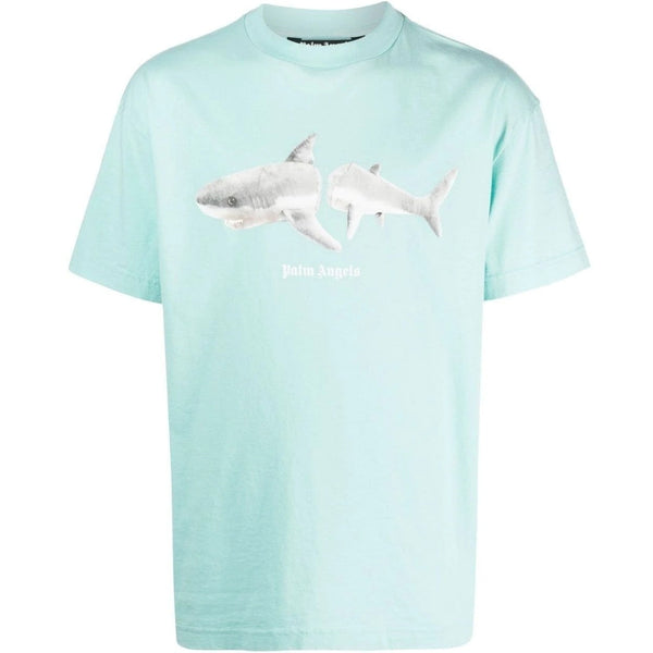 Palm Angels Classic Shark Design Light Blue T Shirt