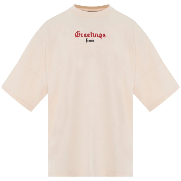 Palm Angels California Logo Oversized Fit Beige T Shirt