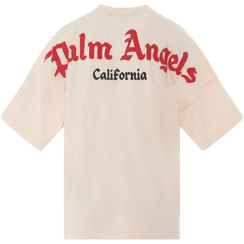 Palm Angels California Logo Oversized Fit Beige T Shirt