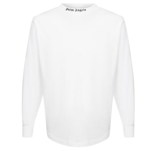 Palm Angels Double Classic Logo Long Sleeve White T Shirt