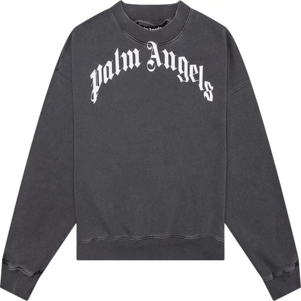 Palm Angels Gd Curved Logo Washed Black Sweater