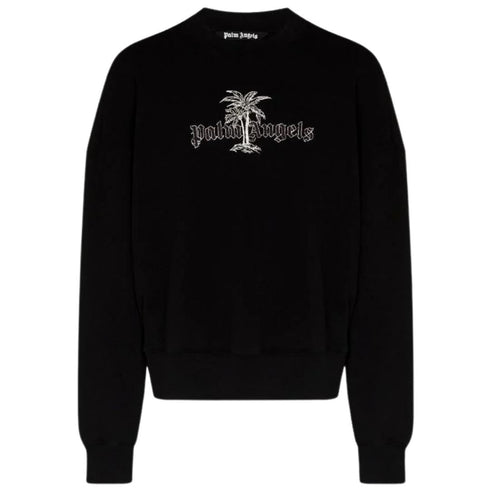 Palm Angels Logo Crew Black Sweater PMBA0262S22FLE0091001