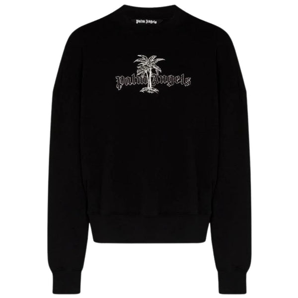 Palm Angels Logo Crew Black Sweater PMBA0262S22FLE0091001