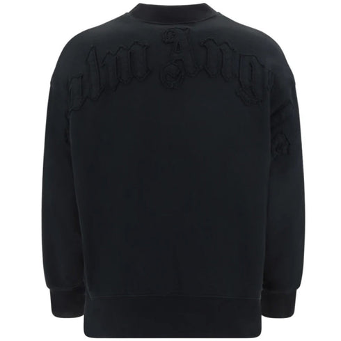 Palm Angels Patched Logo Vintage Black Crew Neck Sweater