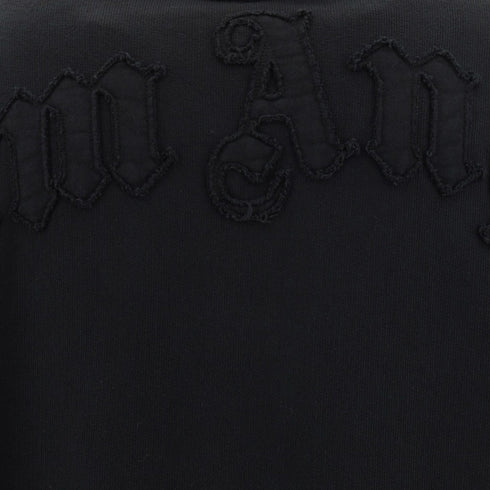 Palm Angels Patched Logo Vintage Black Crew Neck Sweater