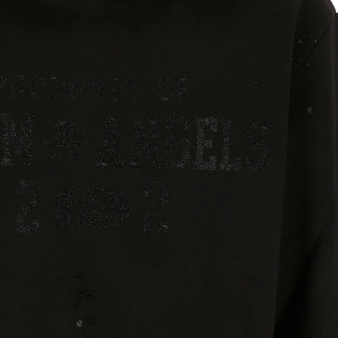 Palm Angels Damaged Logo Black Hoodie