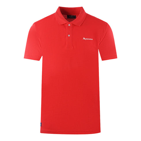 Aquascutum Brand Logo Plain Red Polo Shirt - Style Centre Wholesale