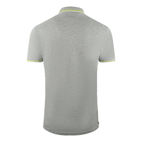 Aquascutum Twin Tipped Collar Brand Logo Grey Polo Shirt