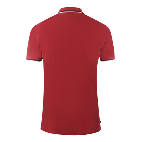 Aquascutum Twin Tipped Collar Brand Logo Bordeaux Red Polo Shirt