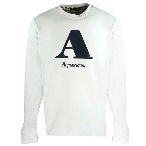 Aquascutum "A" Logo White Sweatshirt QMF003L0 01