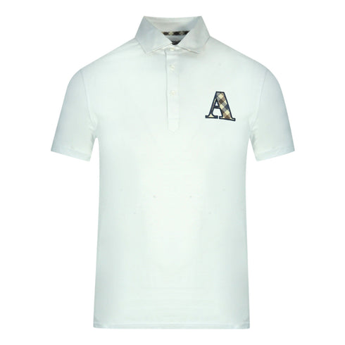 Aquascutum Check A Logo White Polo Shirt QMP020 01 - Style Centre Wholesale