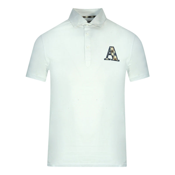 Aquascutum Check A Logo White Polo Shirt QMP020 01