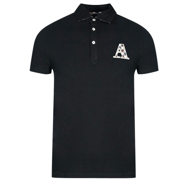 Aquascutum Check A Logo Black Polo Shirt 1