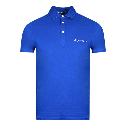 Aquascutum Signature Logo Blue Polo Shirt QMP021 81