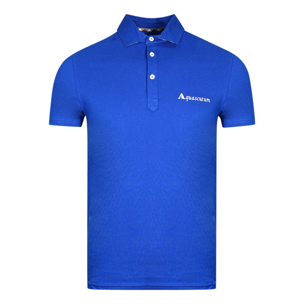 Aquascutum Signature Logo Blue Polo Shirt QMP021 81