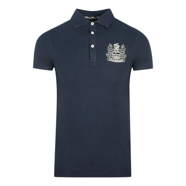 Aquascutum Aldis Crest Chest Logo Navy Blue Polo Shirt QMP026 85