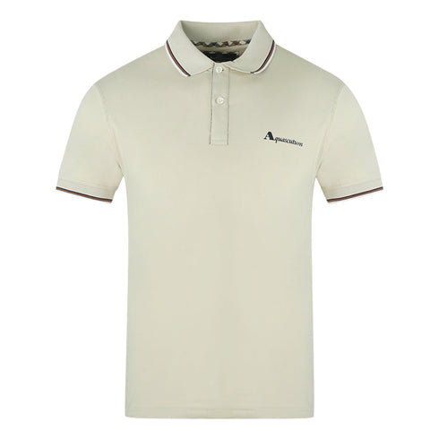 Aquascutum Tipped Collar Beige Polo Shirt QMP028 10