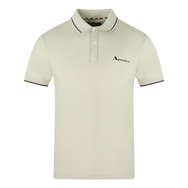 Aquascutum Tipped Collar Beige Polo Shirt QMP028 10