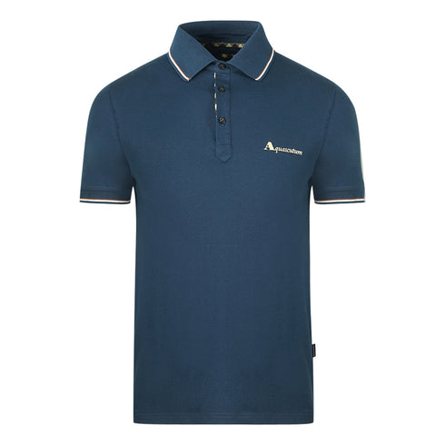 Aquascutum Tipped Collar Blue Polo Shirt 1