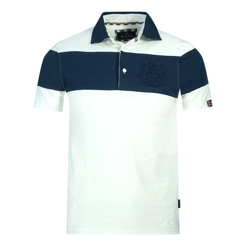 Aquascutum Colour Block Aldis Crest Chest Logo White Polo Shirt
