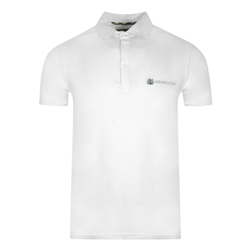 Aquascutum Aldis Crest Block Logo White Polo Shirt