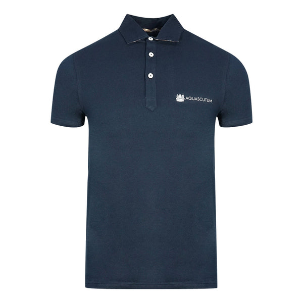 Aquascutum Aldis Crest Block Logo Navy Blue Polo Shirt