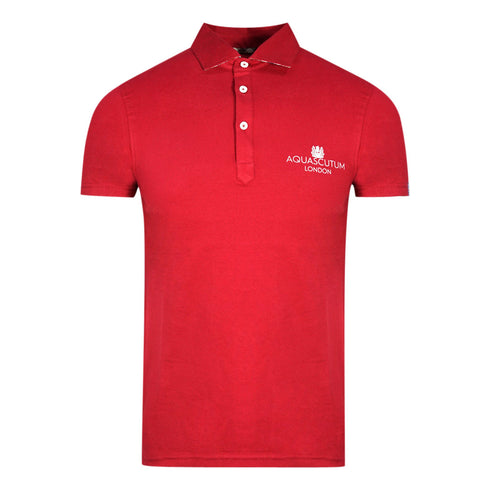 Aquascutum London Bold Logo Red Polo Shirt