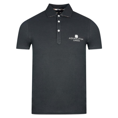 Aquascutum London Bold Logo Black Polo Shirt - Style Centre Wholesale