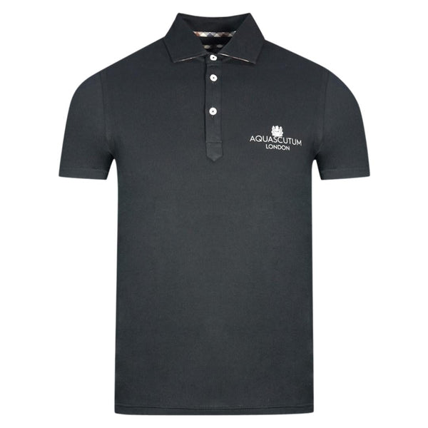 Aquascutum London Bold Logo Black Polo Shirt
