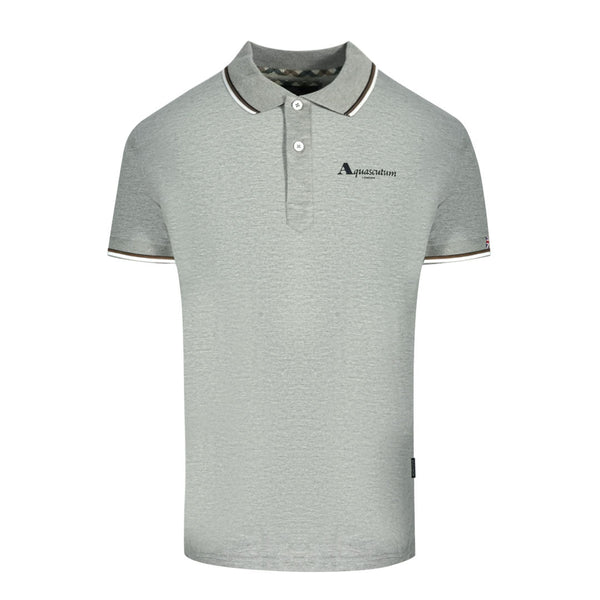 Aquascutum London Tipped Grey Polo Shirt - Style Centre Wholesale