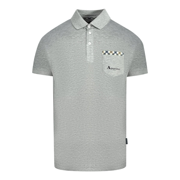 Aquascutum Check Pocket Grey Polo Shirt
