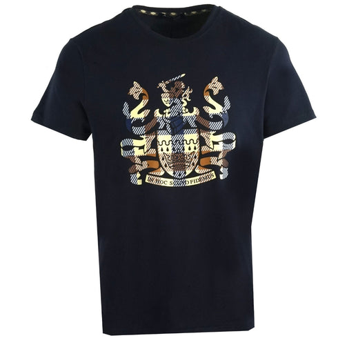 Aquascutum Aldis Checkogo Navy T-Shirt QMT009M0 05