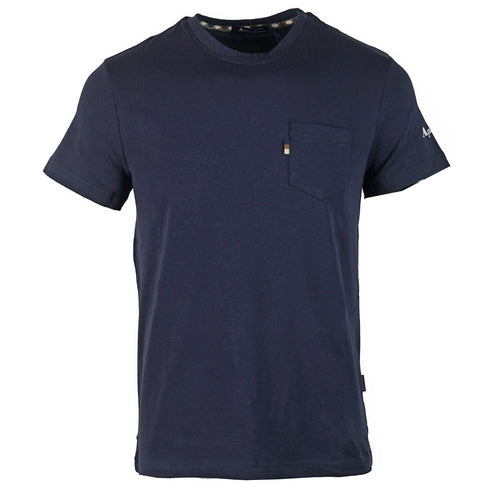 Aquascutum Sleeve Logo Navy T Shirt QMT021M0 03