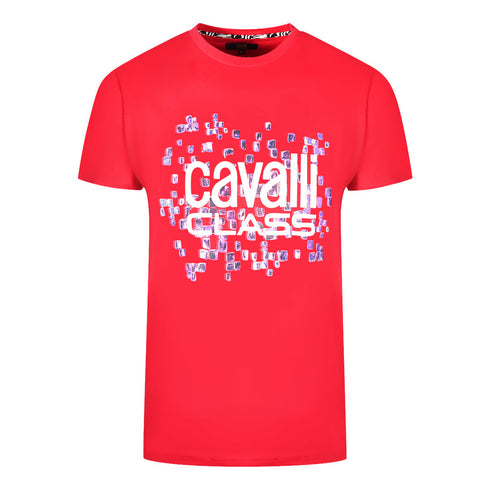 Cavalli Class Scales Design Logo Red T Shirt - Style Centre Wholesale