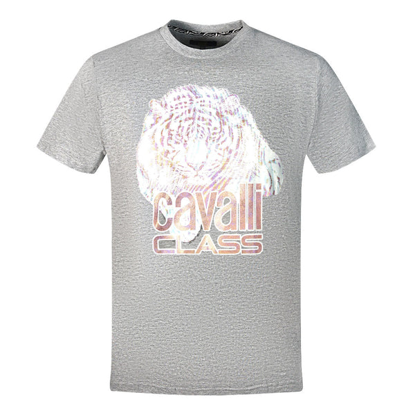 Cavalli Class Large Tiger Logo Grey T Shirt
