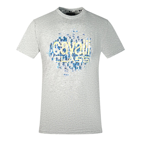 Cavalli Class Gradien Scales Design Logo Grey T Shirt