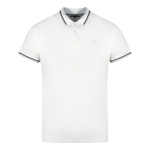 Cavalli Class Twinned Tipped Collar White Polo Shirt
