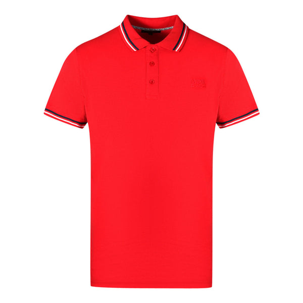 Cavalli Class Twinned Tipped Collar Red Polo Shirt