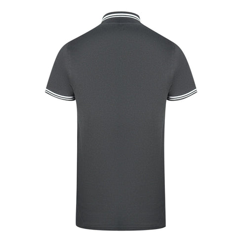 Cavalli Class Twinned Tipped Collar White Logo Black Polo Shirt