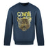 Cavalli Class Leopard Print Logo Navy Blue Jumper