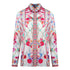 Inoa Rosetto Gardenia White Floral Long Sleeve Blouse Silk Shirt