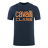 Cavalli Class Bold Orange Logo Navy Blue T Shirt