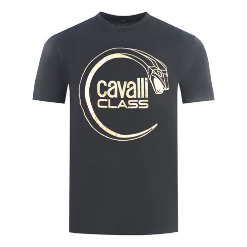 Cavalli Class Piercing Snake Logo Black T Shirt