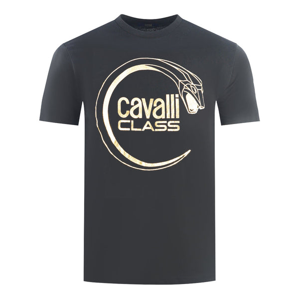 Cavalli Class Piercing Snake Logo Black T Shirt