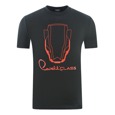 Cavalli Class Snake Head Logo Black T Shirt