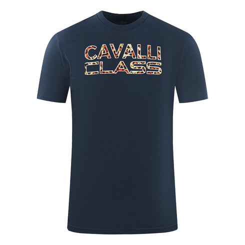 Cavalli Class Printed Logo Navy Blue T Shirt