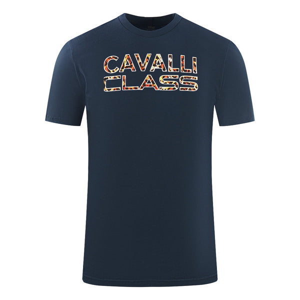 Cavalli Class Printed Logo Navy Blue T Shirt