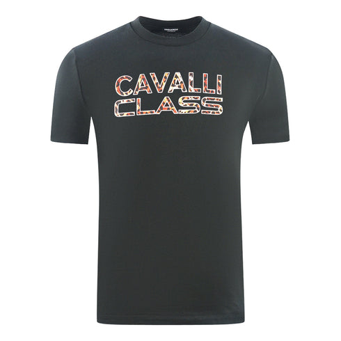 Cavalli Class Printed Logo Black T Shirt
