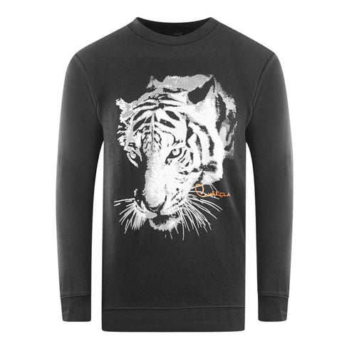 Cavalli Class Tiger Silhouette Logo Black Sweatshirt