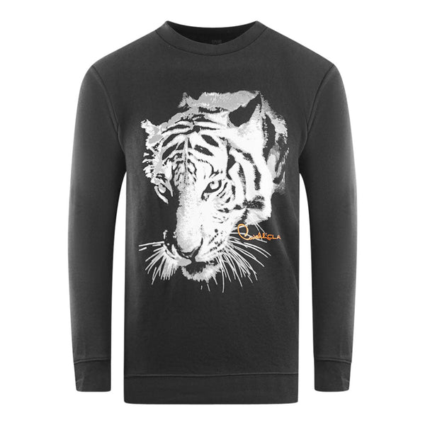Cavalli Class Tiger Silhouette Logo Black Sweatshirt